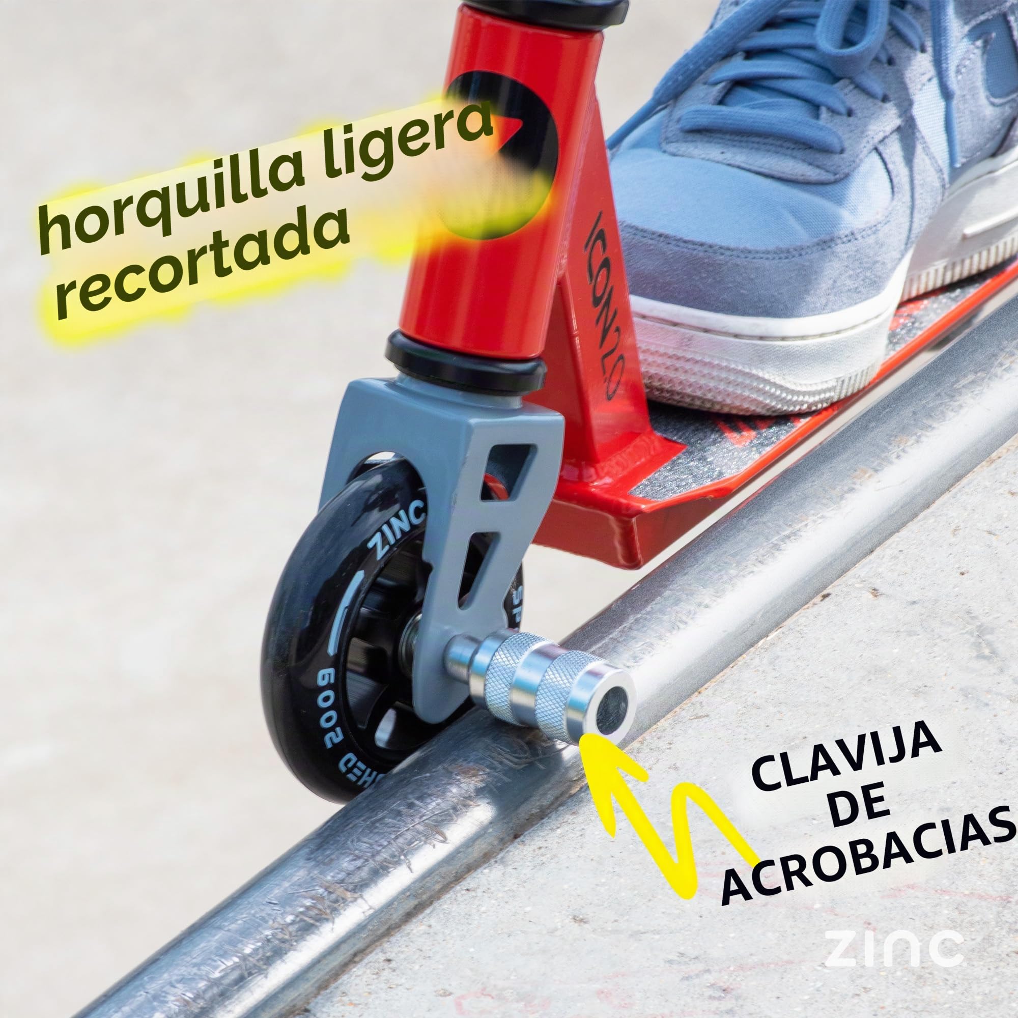 Zinc Icon 2.0 - Patinete para Acrobacias, Color Rojo y Negro
