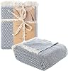 Cotton Herringbone Chevron Bed Blanket Farmhouse Throw Blanket Lightweight Boho Decorative Blankets for Bed, Sofa, Chair, Couch, Queen Size, Deep Blue, 79x90
