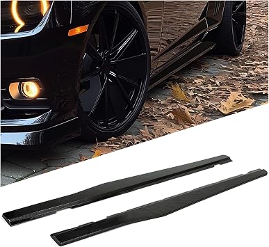 HECASA Side Skirts Compatible with 2010-2015 Chevy Camaro LT LS SS Extension Body Kit Plastic Carbon Fiber Printing Pair