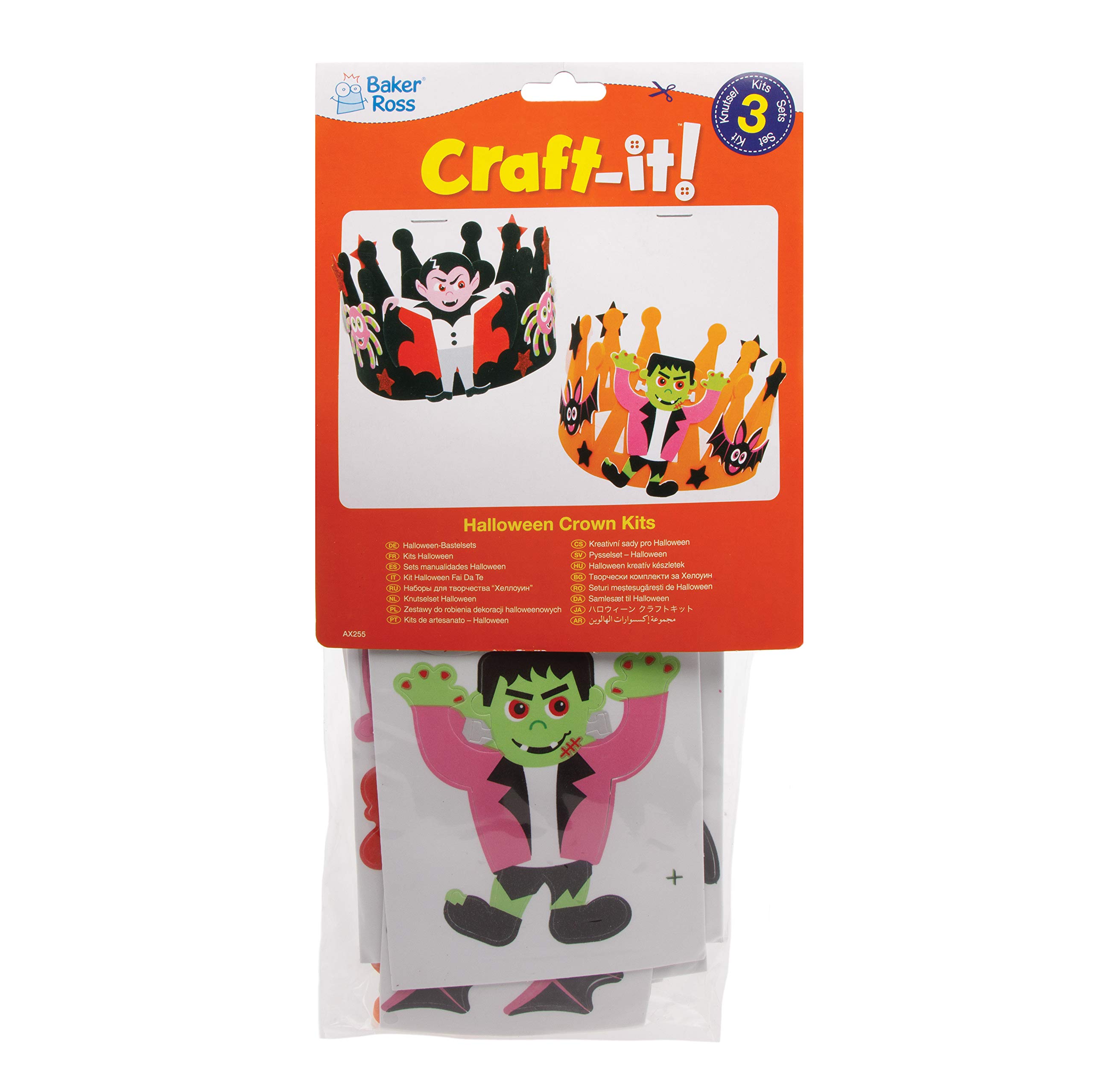 Baker Ross Halloween Kronen Set – 3 Kronen Zum Basteln, Verstellbar, Mit Glitzersterne, Für Kinder