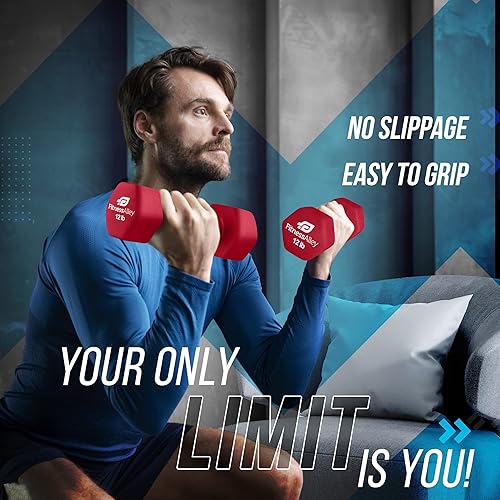 Miniatura 6 de Juego de mancuernas hexagonales revestidas de neopreno para un agarre antideslizante, juego de pesas de mano hexagonales de neopreno, juego de dos