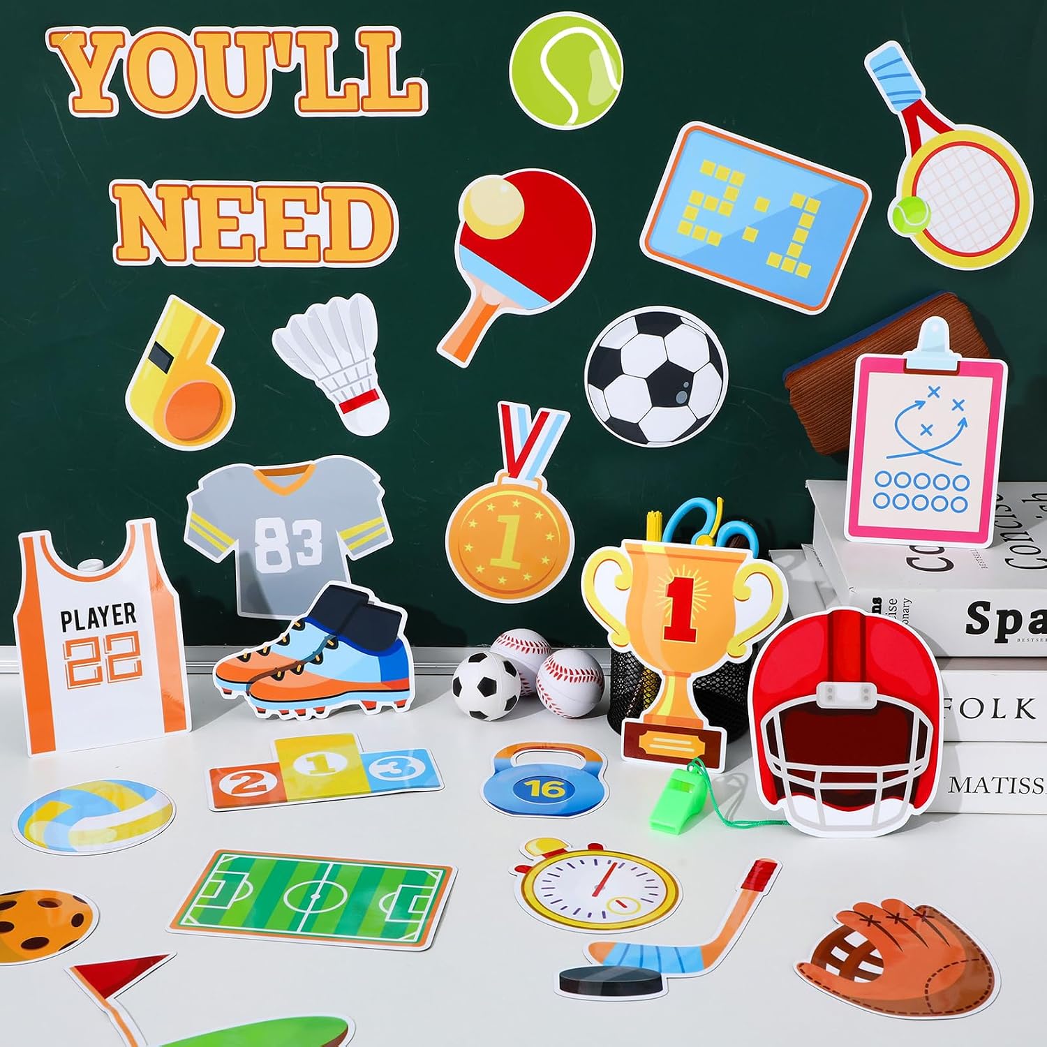 QOUBAI 40 PCS You Will Need Sport Magnets Classroom Supplies Teacher Student Elementary Classroom Must Have Magnetic Educational Teaching Tool Whiteboard Fridge Decorations Back to School Party Favors image 4