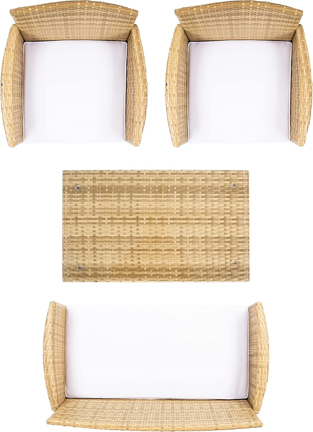 SAFAVIEH Outdoor Collection Bandele Natural/White Cushion 4-Piece Conversation Patio Set PAT7506D
