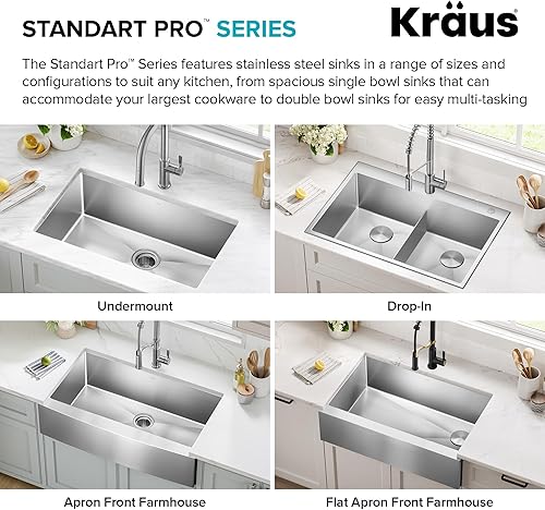 Vista 109 de Kraus KHU101-24L Standart PRO 24-inch Undermount 16 Gauge Single Bowl Laundry and Utility Sink, 24 Inch, Tight Radius