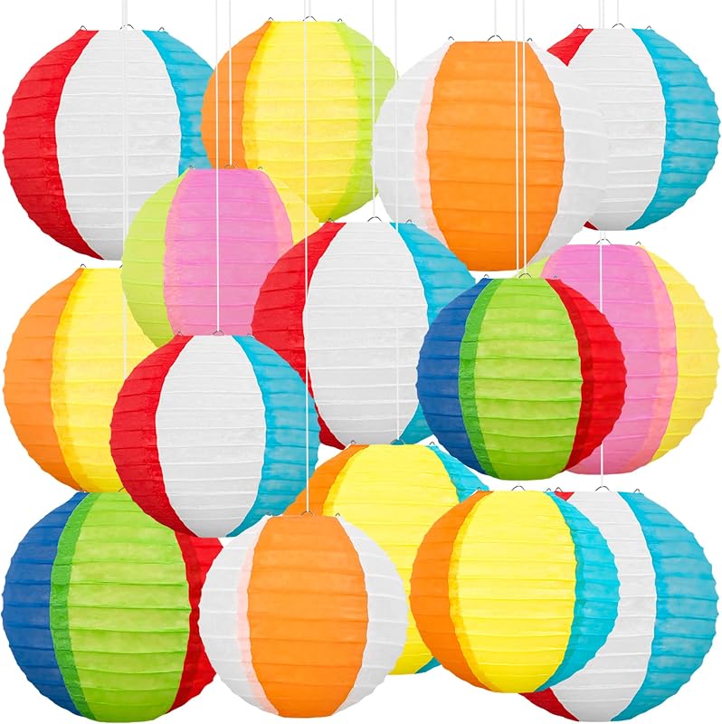 60 piezas de decoraciones para fiestas de verano en la pileta, farolillos de papel con bolas de playa a granel | Decoración de fiesta Tiki Tropical hawaiana Luau, cumpleaños, oficina, decoraciones colgantes para el aula, suministros para configuración de fiesta