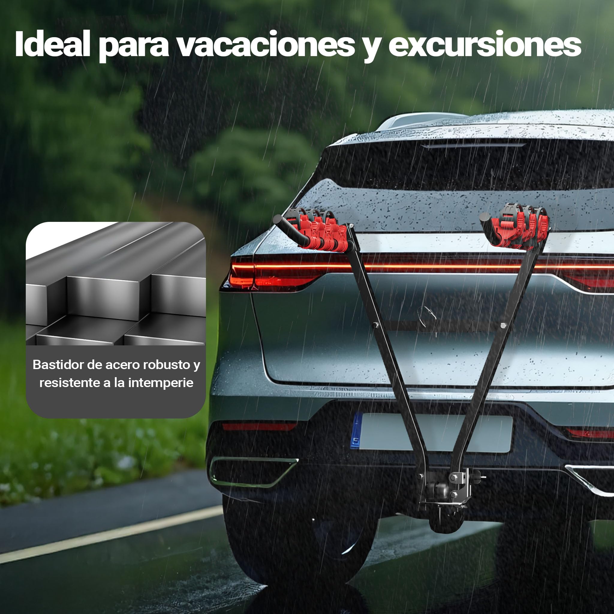 Wiltec Portabicicletas de Bola para 3 plazas – Soporte Resistente hasta 45 kg, Estructura de Acero Q235, instalación fácil, Transporte Seguro y Estable, Ideal para Coches y autocaravanas.