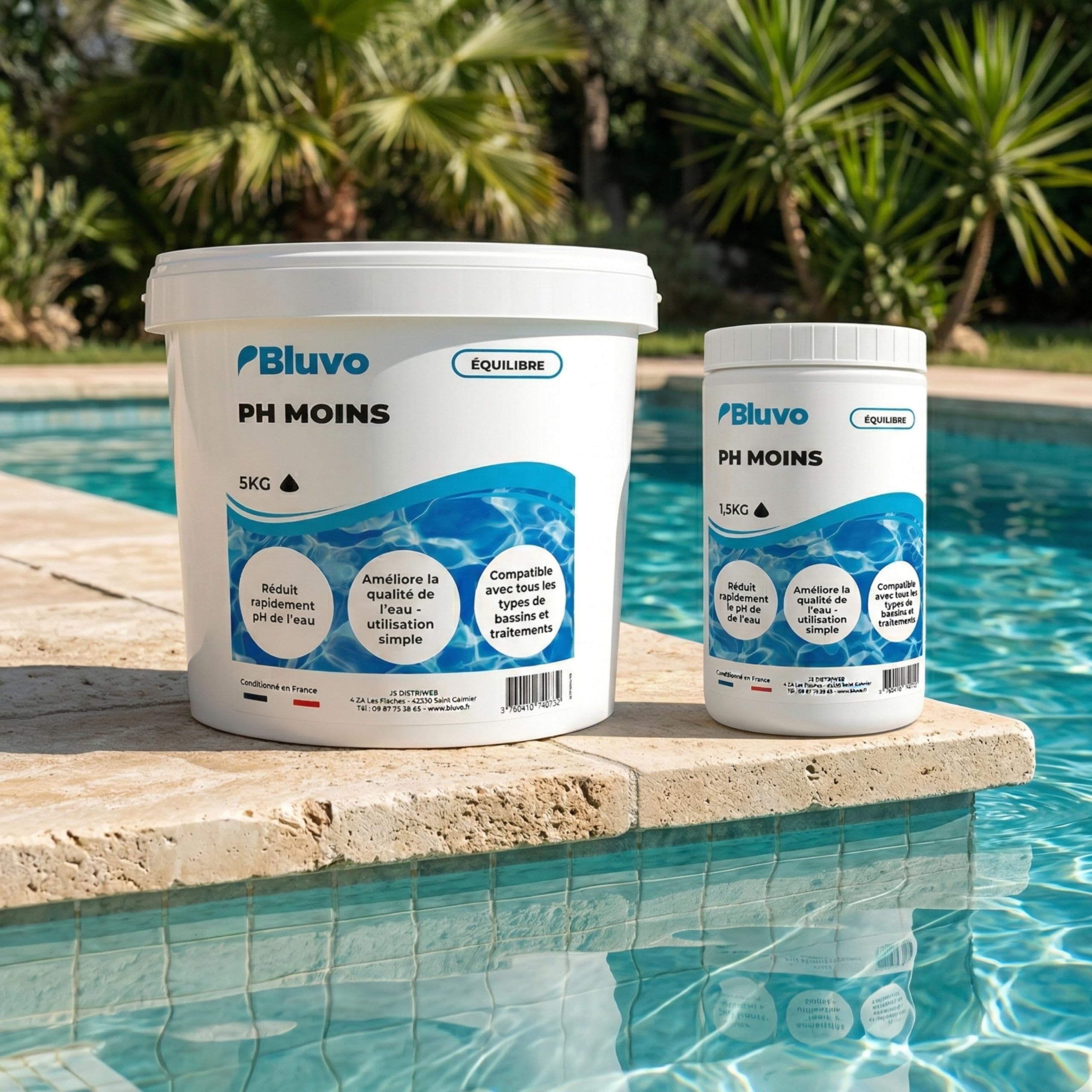 pH Moins Piscine – Réducteur de pH en Poudre | Baisser Le pH de l’Eau Rapidement | Traitement Eau Piscine et Spa | Formats 1,5 kg et 5 kg | Conditionné en France (1,5KG)