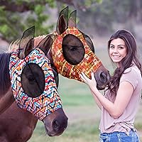 Vista 7 de Weewooday 2 máscaras de mosca de caballo para caballos, máscaras suaves para orejas, máscara suave y elástica con protección UV