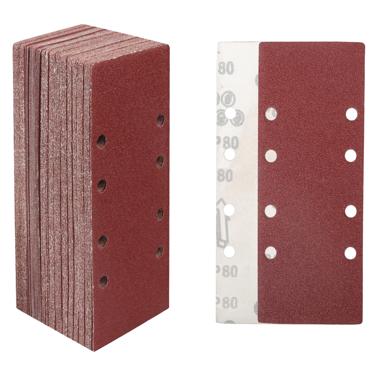 STEBRUAM 30 Pieces Sanding Sheets 93 x 230mm,80 Grits Hook and Loop Sandpaper,Sanding Pads Assorted Fit Sander for Polishing Rust Removal