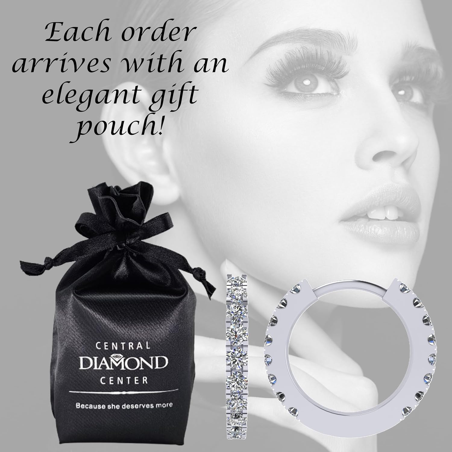 Central Diamond Center Round Huggie Hoop Earrings Pure Brilliance Zirconia in Solid 925 Sterling Silver For Women, Men, & Teens - Image 6