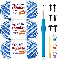 Vista 45 de Hilo de Ganchillo para Principiantes Verde Manzana Hilo de Algodón para Tejer y Tejido - Kit de Ganchillo para Principiantes - 3 * 50g