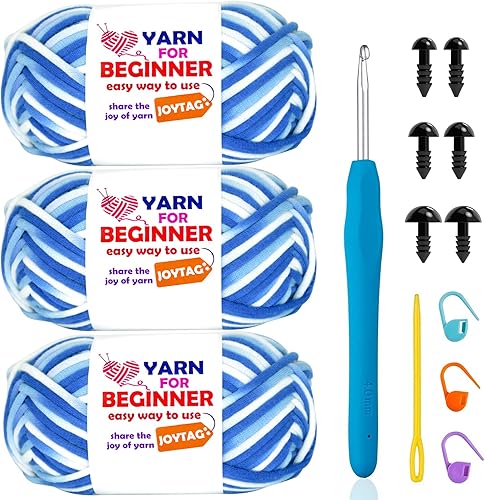 Miniatura 45 de Hilo de Ganchillo para Principiantes Verde Manzana Hilo de Algodón para Tejer y Tejido - Kit de Ganchillo para Principiantes - 3 * 50g