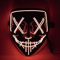 Vista 3 de Máscara de purga de hacker con luz LED para cosplay de Halloween, suministros de fiesta de carnaval, festival de carnaval