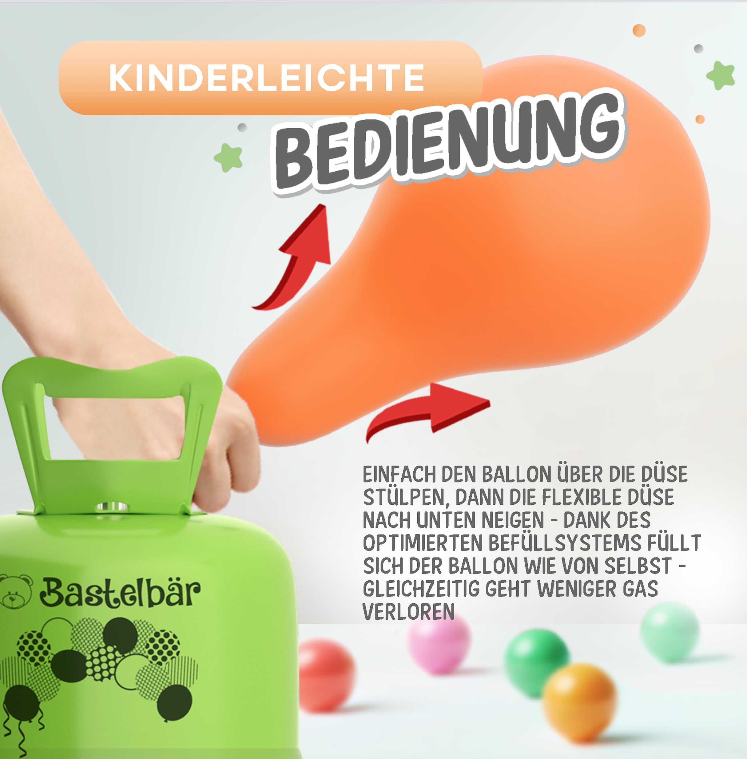 Bombona de gas de helio + 100 globos ecológicos • Gas para globos de 420 l garantizado para aprox. 50 globos • Fácil manejo • Made in EU • Globo de helio Premium • Helio para globos