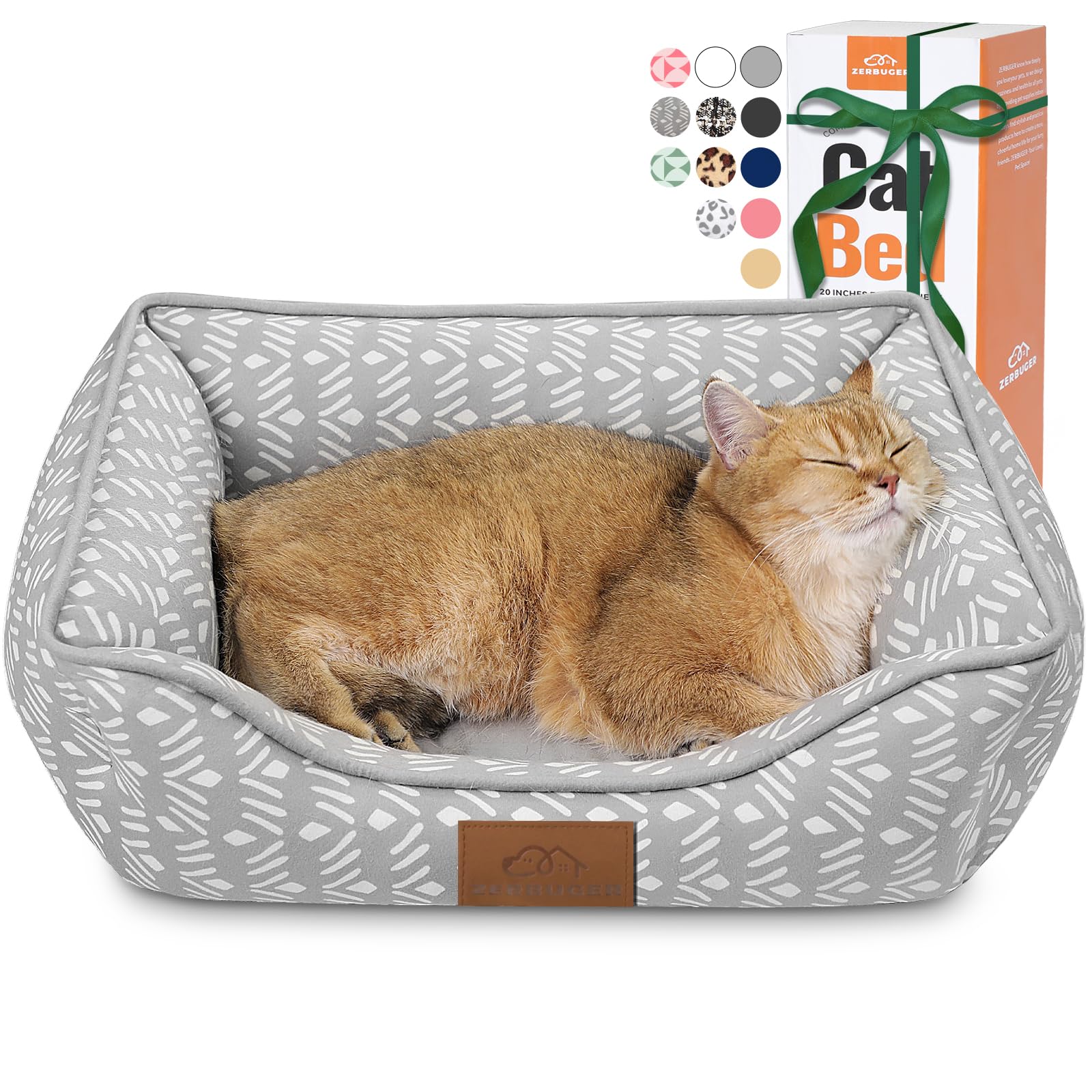 Zerbuger Rectangle Cat Dog Bed for Large Medium Small Pets Indoor Outdoor Machine Washable Sleeping Sofa Non-Slip Bottom Soft Puppy Bed Durable