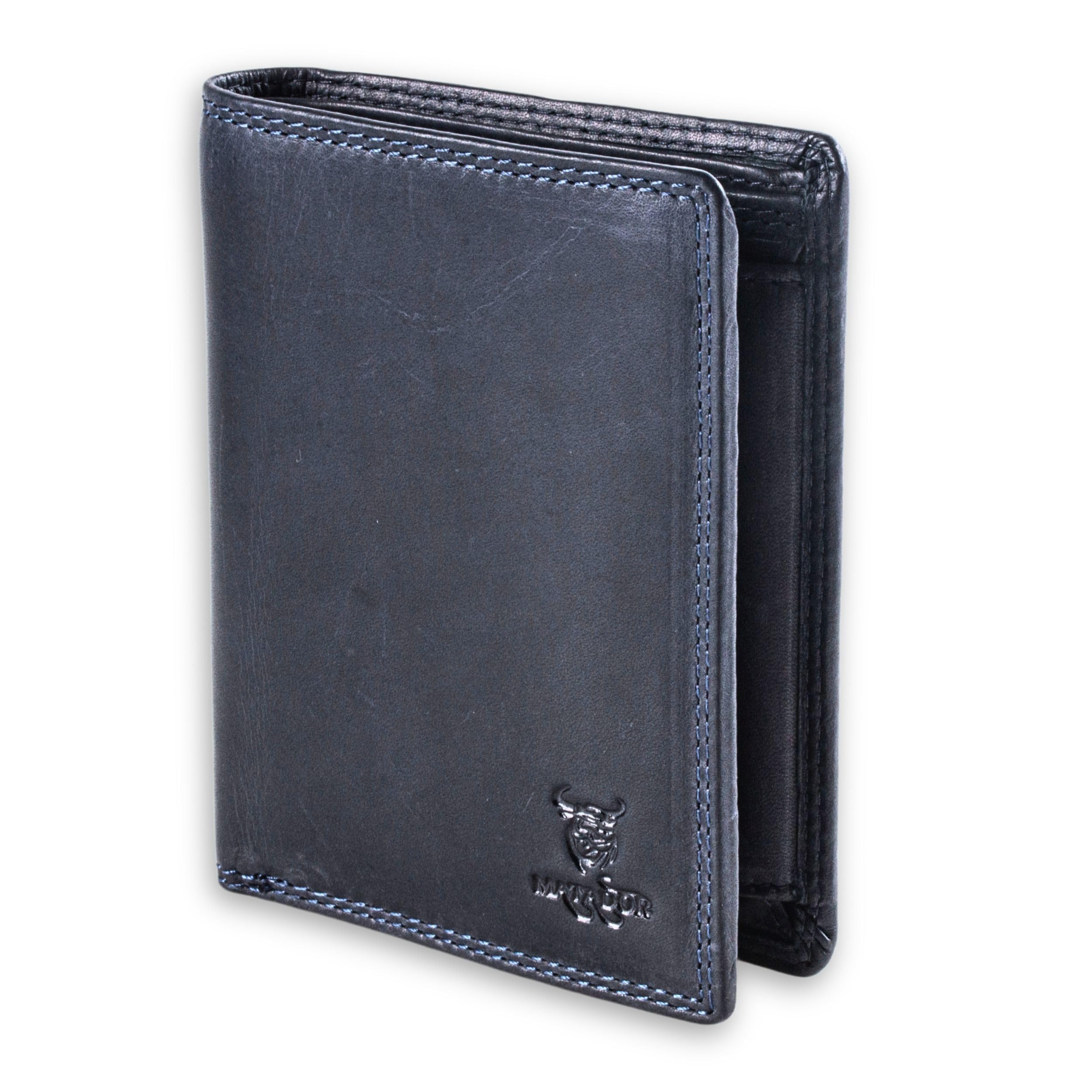 Matador Marca Portafoglio Uomo in Pelle #VIGO con Elegante Scatola Regalo, Lusso Portafoglio Protezione RFID, Grande Uomo Portafoglio con Molti Scomparti per Carte in Blu Navy