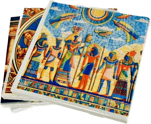 Miniatura 3 de Ancient Egypt Square Made in the USA Ceramic Tile Coasters - Set of 4 with Cork Backing (Egypt)