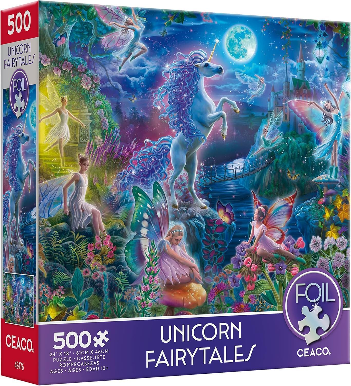 Ceaco - Foil Puzzle - Unicorn Fairytales - 500 Piece Jigsaw Puzzle