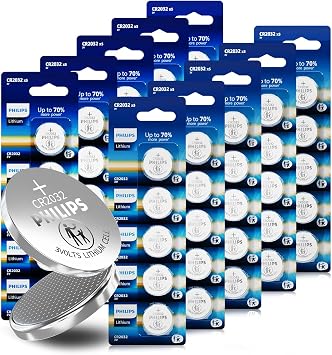 Philips CR2032 Battery 50 Pack, 3V Lithium Coin Cell Battery Long-Lasting, Leak-Free, CR 2032 Batteries for Key Fob, Watches, Small Electronic Devices