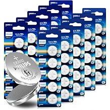 Philips CR2032 Battery 50 Pack, 3V Lithium Coin Cell Battery Long-Lasting, Leak-Free, CR 2032 Batteries for Key Fob, Watches, Small Electronic Devices