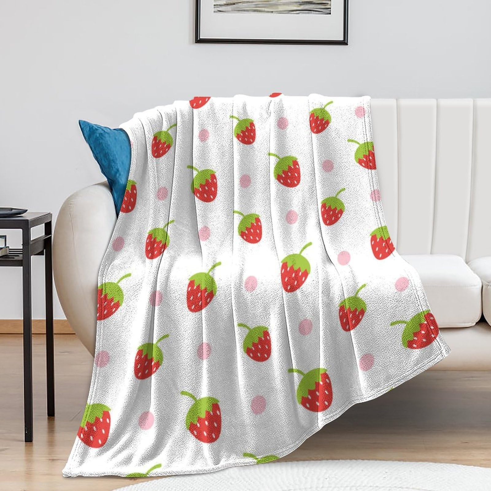 Amazon｜タオルケット いちご 赤白 苺 柄 ブランケット もうふ 毛布 夏