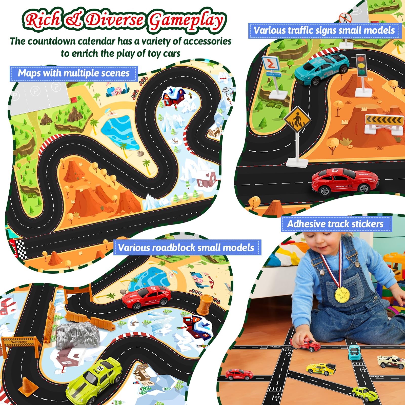 Calendario dell'Avvento 2025, Macchinine da tirare indietro per bambini, Giocattolo da corsa per auto da rally, Calendario di Natale di 24 giorni Regalo per ragazzi e ragazze di 3-12 anni