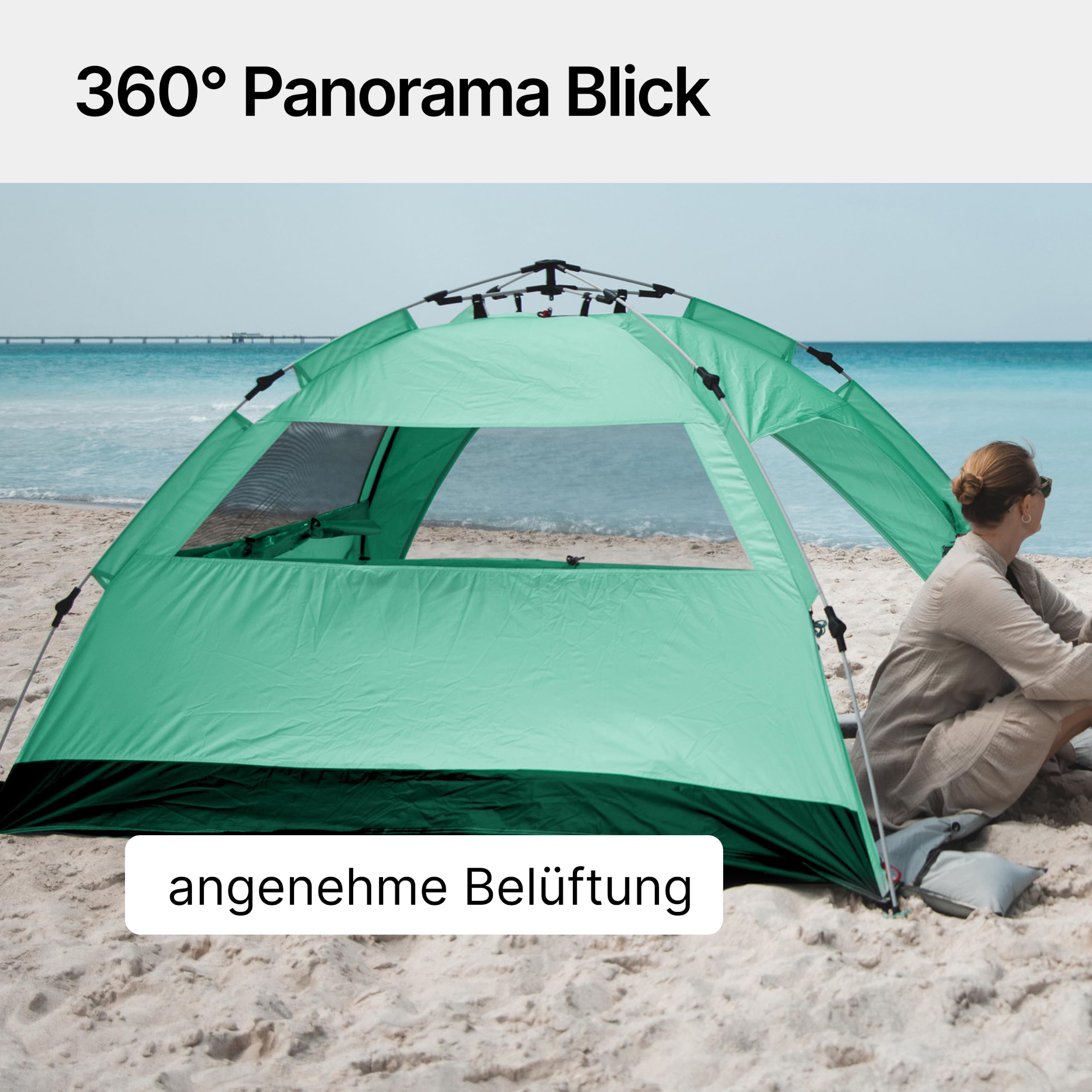 qeedo Quick Palm Strandmuschel UV-Schutz UV80 Leichtes Strandzelt Quick-Up System Sonnenschutz Windschutz