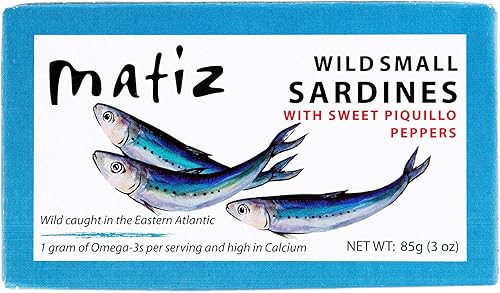 Matiz Sardinillas con pimientos del piquillo - Sardinas bebé 3 onzas (paquete de 12)