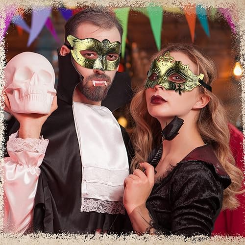 Vista 6 de Yunsailing 30 máscaras antiguas con correas para mujeres y hombres, Mardi Gras, Halloween, fiesta de baile veneciano