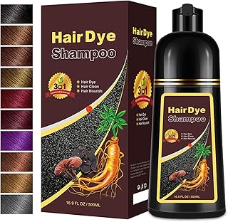 Hair Dye Shampoo Dark Brown, Long-Lasting Gray Hair Coverage, 3 in 1 Hair Color Shampoo with Herbal Ingredients, Easy Application Shampoo Para Canas for Women Men 16.9 Fl Oz