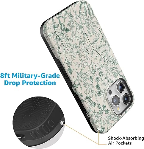 Vista 187 de Casely Funda para iPhone 15 Pro Jardín Secreto Flores mixtas Funda atrevida Compatible con MagSafe y botón de acción Jardín Secreto Floral