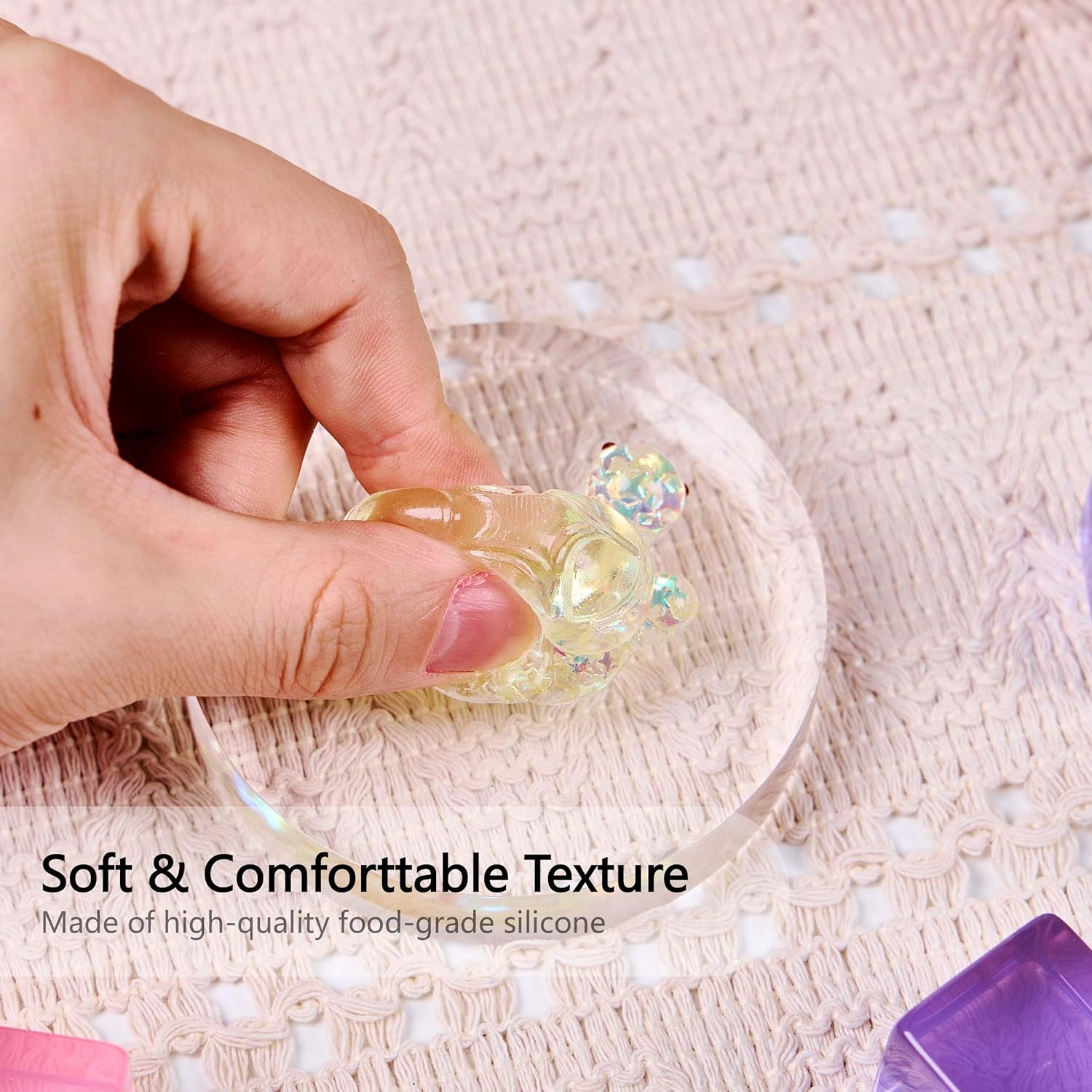 Blingbling Turtle Squishy Squeeze Toy, Cute Squishy Fidget Toy, Soft Silicone Squeeze Gifts for Kids Adults Party Favors (Transparent-Yellow)