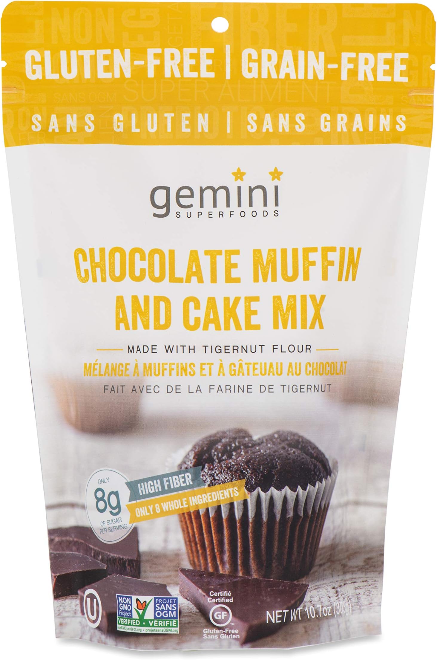 TigerNut Chocolate Muffin & Cake Mix 10.7 oz 1-pack | Prebiotic Fiber | Vegan | Paleo Friendly | Refined Sugar-Free | Grain-Free | Gluten-Free | Kosher | Non-GMO