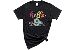 Colorful Hello 9 9th Birthday Shirt for Girls