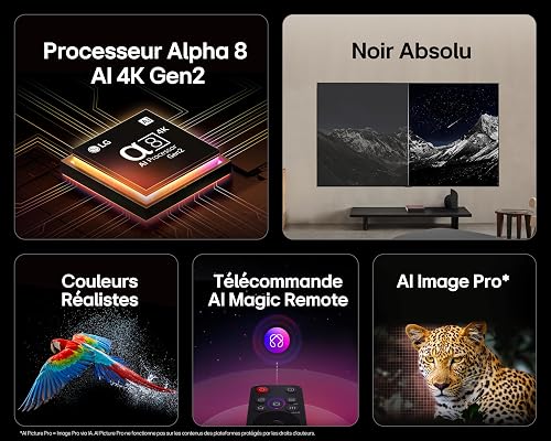 LG TV OLED 2025 | OLED55B5 | 55'' (139 cm) | OLED 120Hz| Processeur α8 AI 4K Gen2 |Dolby Vision & Atmos | Alexa - 2