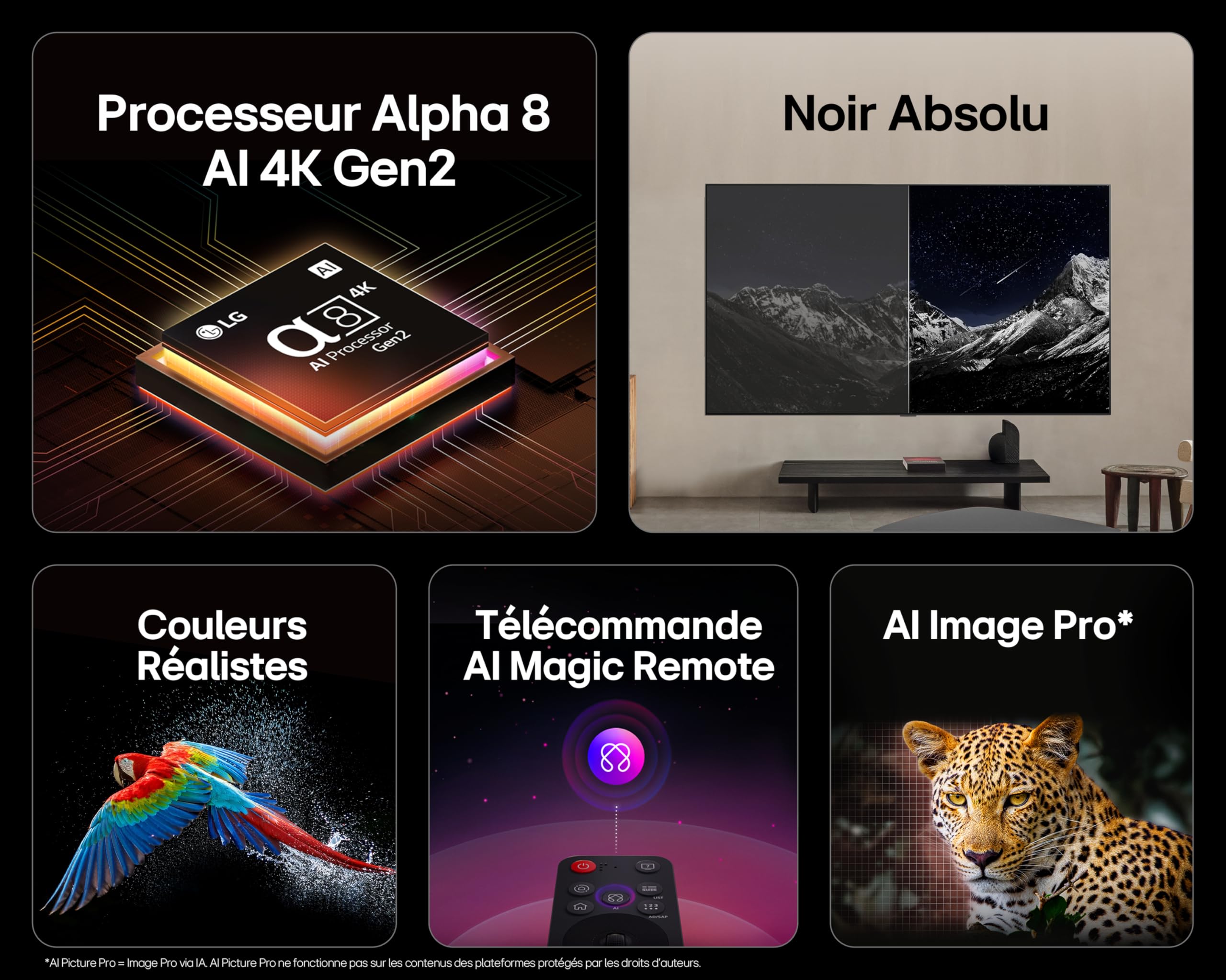 LG TV OLED 2025 | OLED65B5 | 65'' (164 cm) | OLED 120Hz| Processeur α8 AI 4K Gen2 |Dolby Vision & Atmos | Alexa