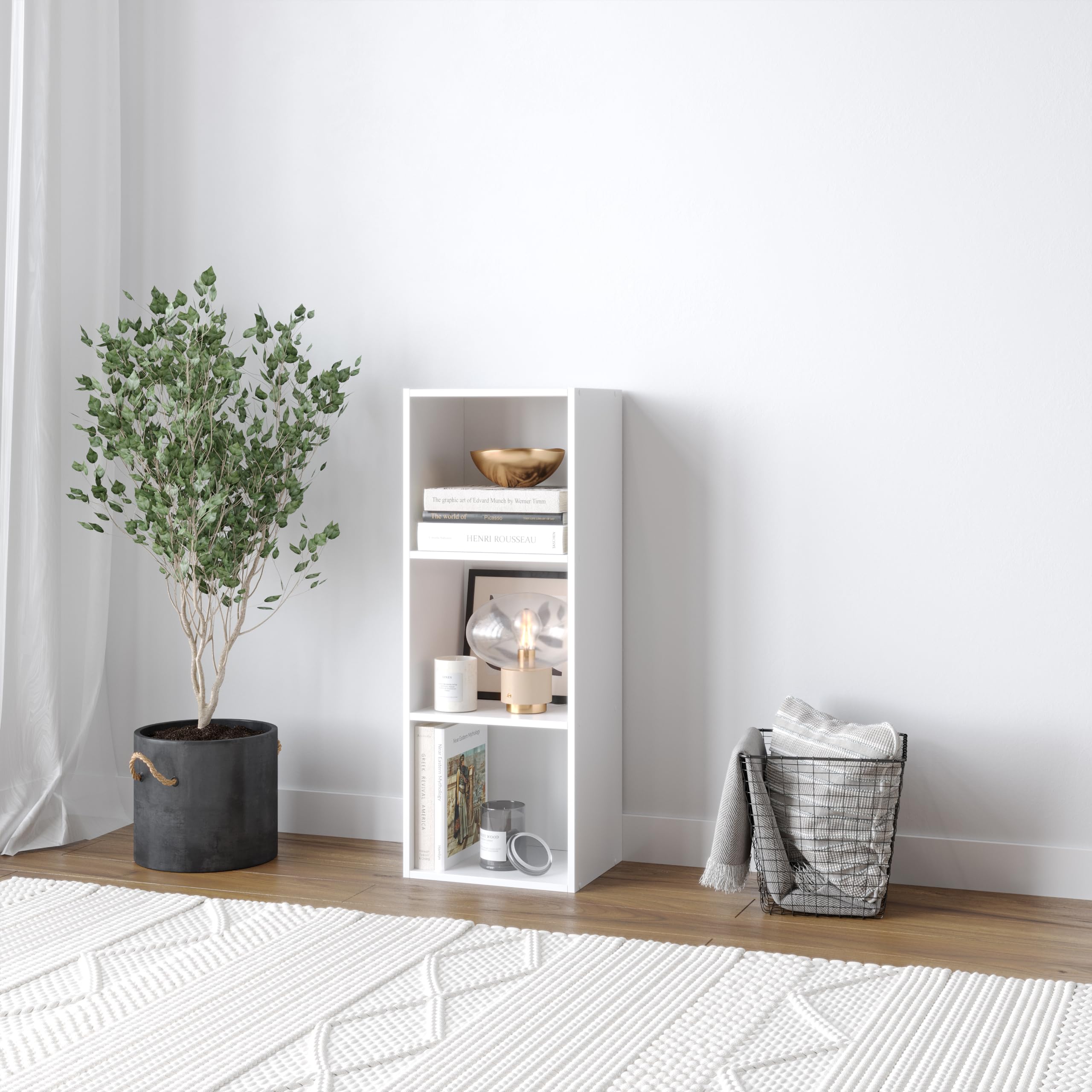URBNLIVING Bibliothèque en bois à 3 niveaux - Blanc