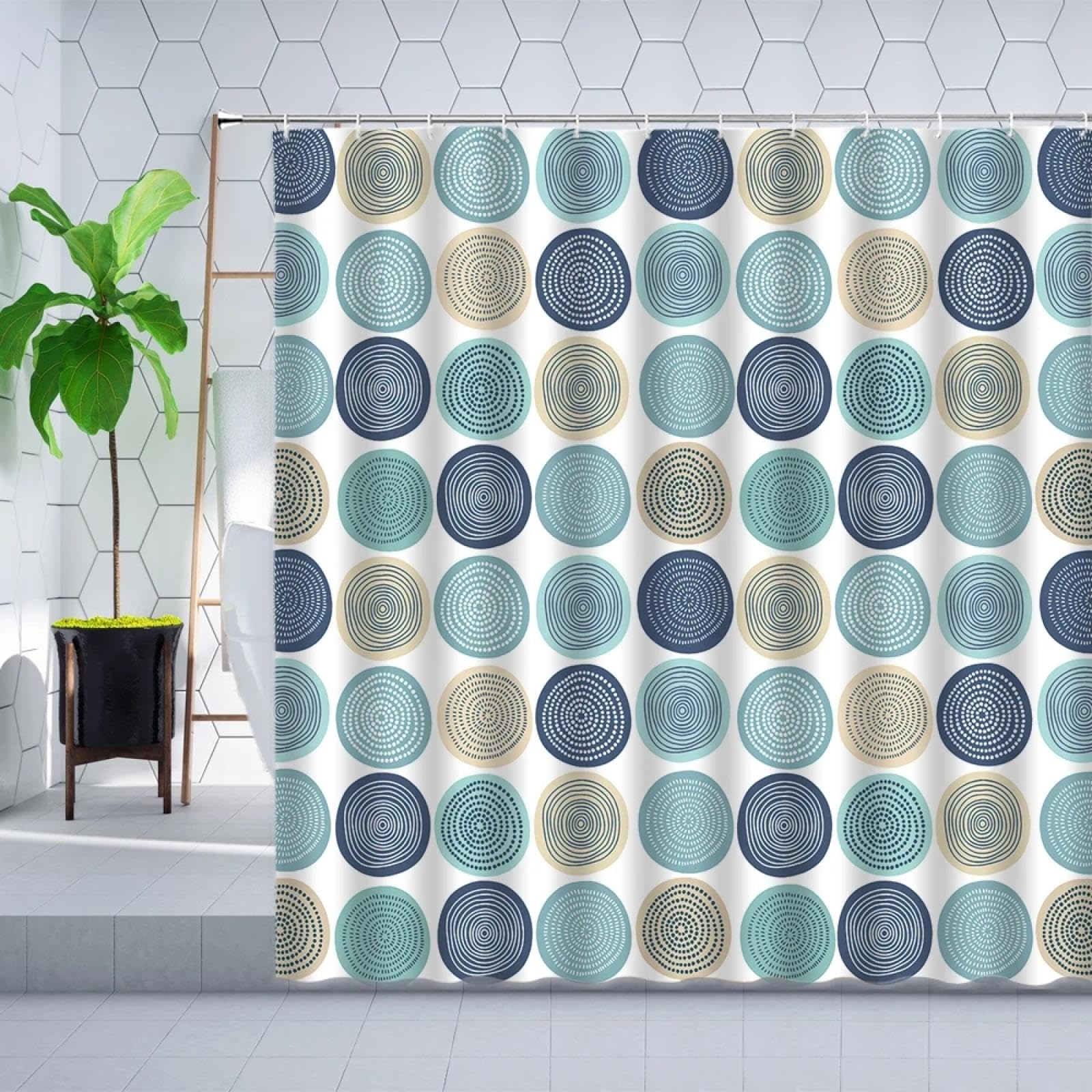 Rideau de douche art abstrait moderne avec crochets pour salle de bain