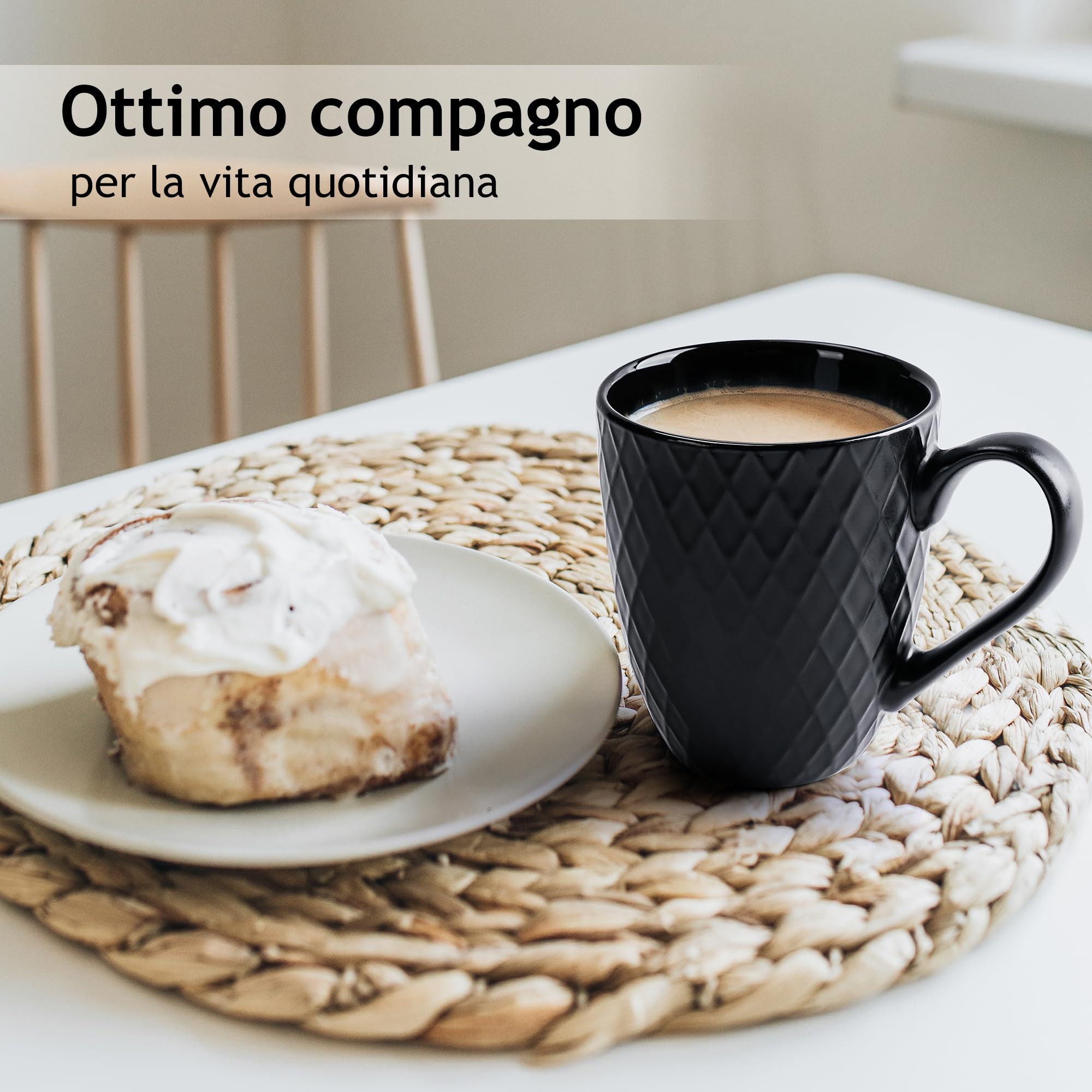 MIAMIO - servizio da tavola Set, ceramica (Schwarz) Daily | ceramica servizio da tavola für Kaffee, Tee und Mahlzeiten, Schwarz per l'uso quotidiano - lavabile in lavastoviglie at home
