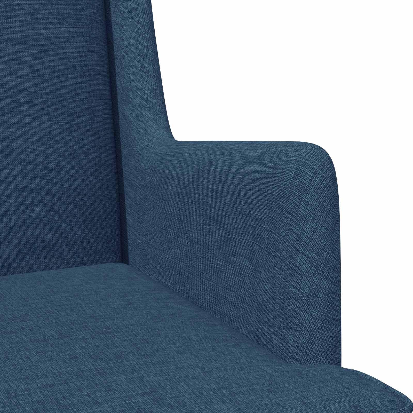 Sillón moderno de tela azul con marco de madera y metal, diseño ergonómico, giratorio y ajustable, ideal para salón, dormitorio u oficina, relajante y elegante