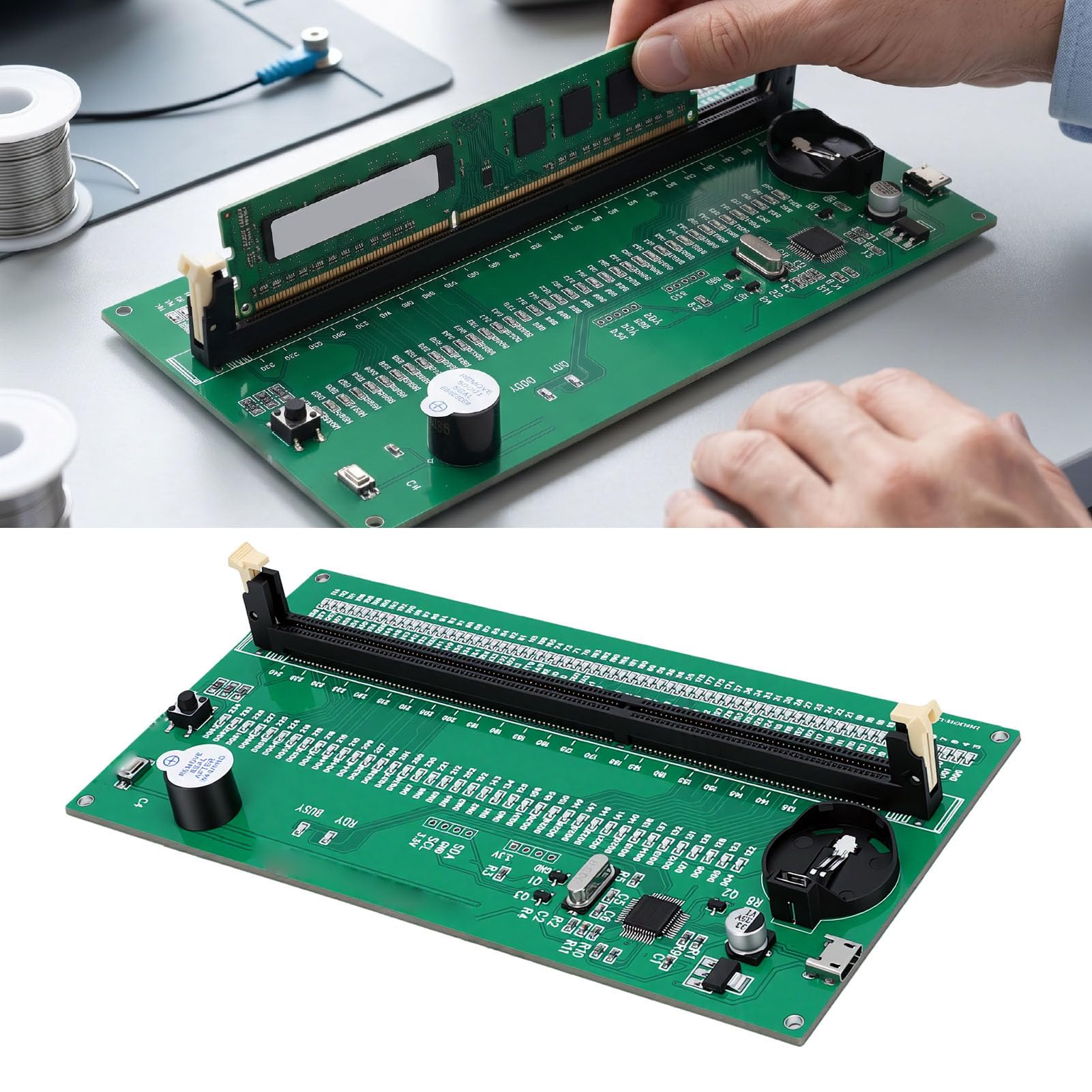 Fabater Tester Memoria DDR3, Programmatore SPD con Doppia Alimentazione | Indicatori LED per riparare PC desktop e server, analisi diagnostica rapida