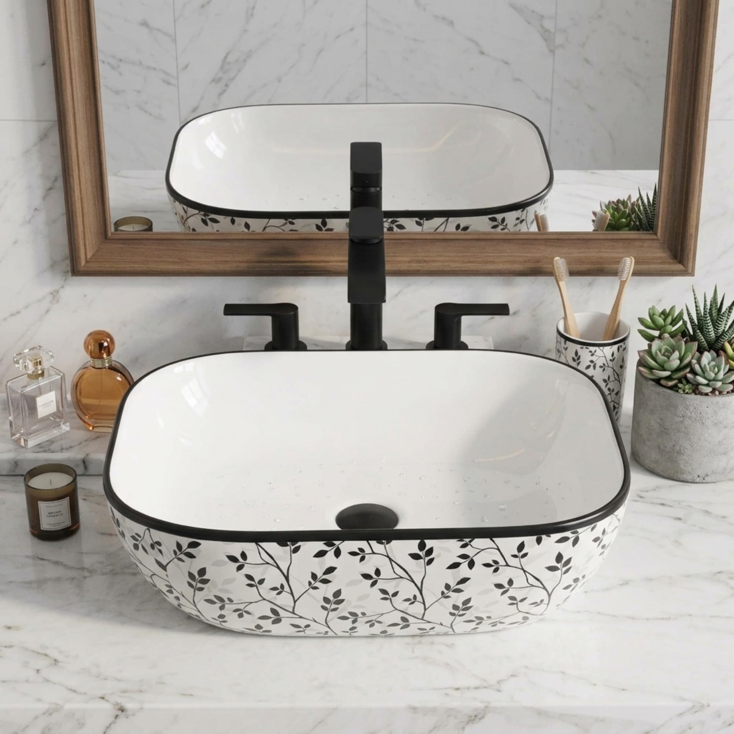 Reyal Ceramic Wash Basin - Modern Vessel Sink -23