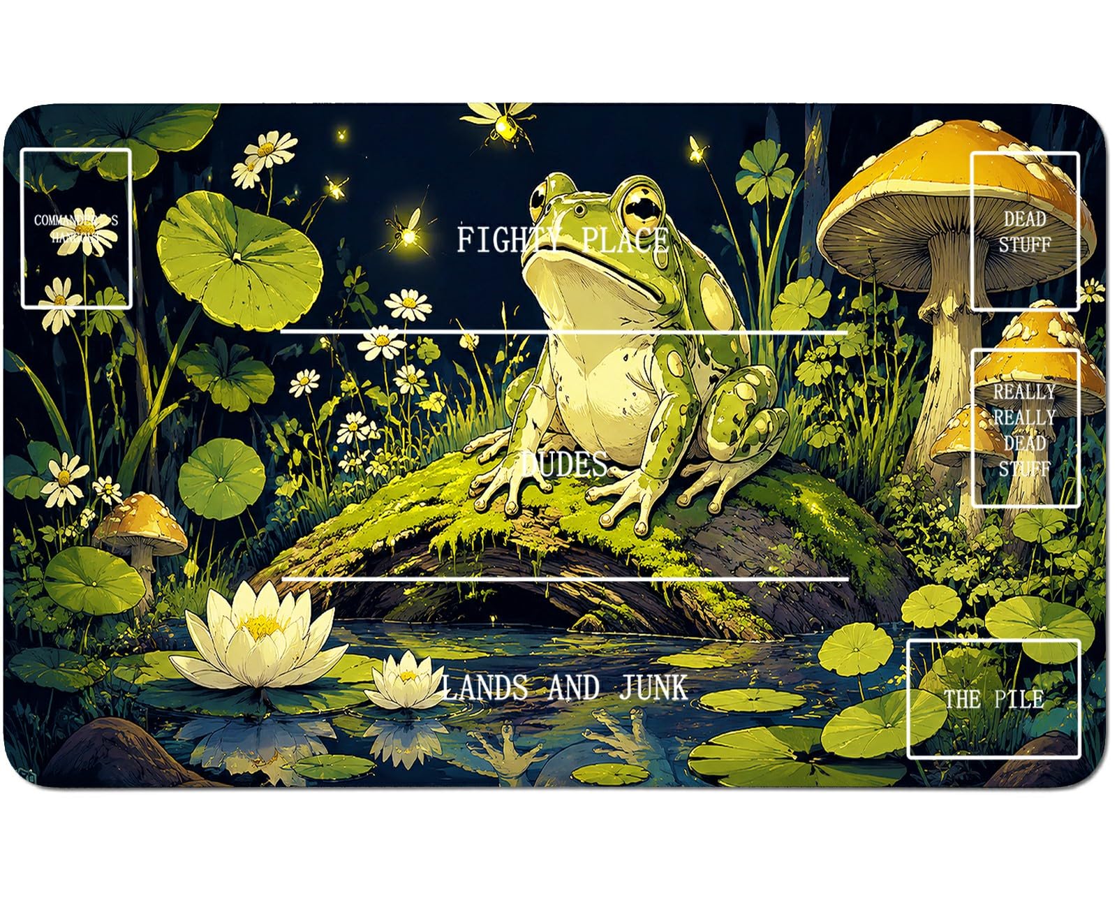 RWUTYTIUL Frog Mushroom for TCG Playmat 24 X 14 Inch with Play Zones, Stitched Card Game Mat for Commander Board MTG RPG CCG Desktop Tablet Mouse Pad for Enthusiasts Playing Accessories — image 1