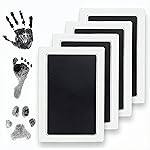 Clean Touch Ink Pad for Baby Handprints and Footprints - Inkless Infant Hand & Foot Stamp - Safe for Babies, Doesnt Touch Skin - Perfect Family Memory or Gift - Black Standard Size [4 Pack]