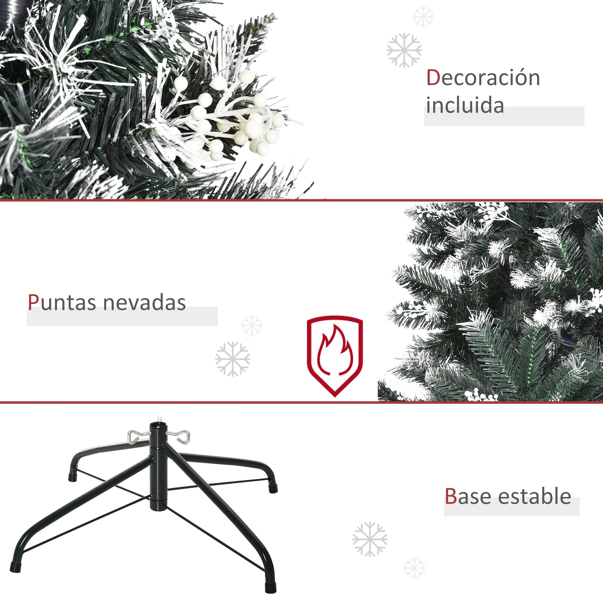 HOMCOM Árbol de Navidad 150 cm con 378 Ramas y Soporte de Acero Verde