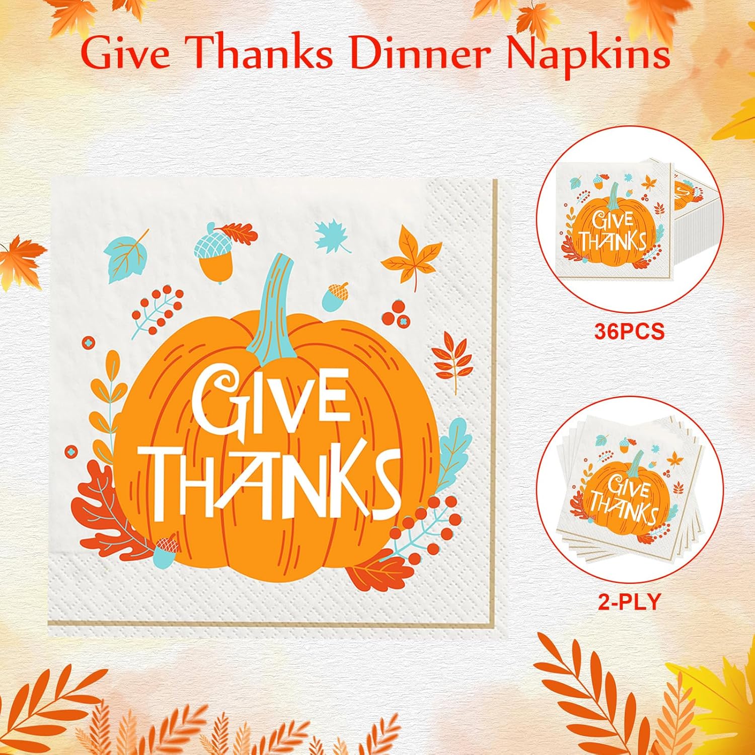Havawish 60 Pack Thanksgiving Divided Plates for Kids and Napkins Set 24 Pcs Happy Turkey Day Paper Plates 36 Pcs Give Thanks Disposable Napkins for Family Autumn Harvest Festival Party Decorations
