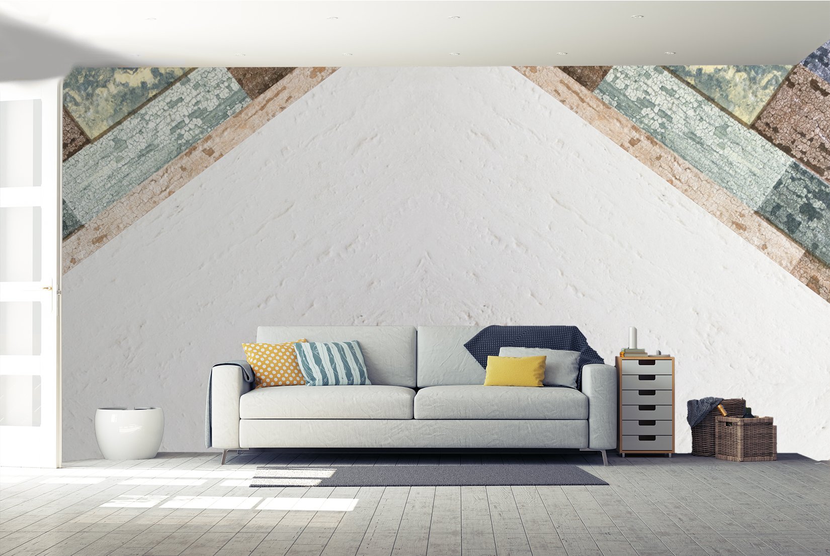 Oedim Fotomural Vinilo Pared Imitación Mosaico Azulejos de Colores | Sin Relieve | Fotomurales | Vinilo Decorativo | 350x250cm | para la decoración de comedores, Salones | Diseño Elegante