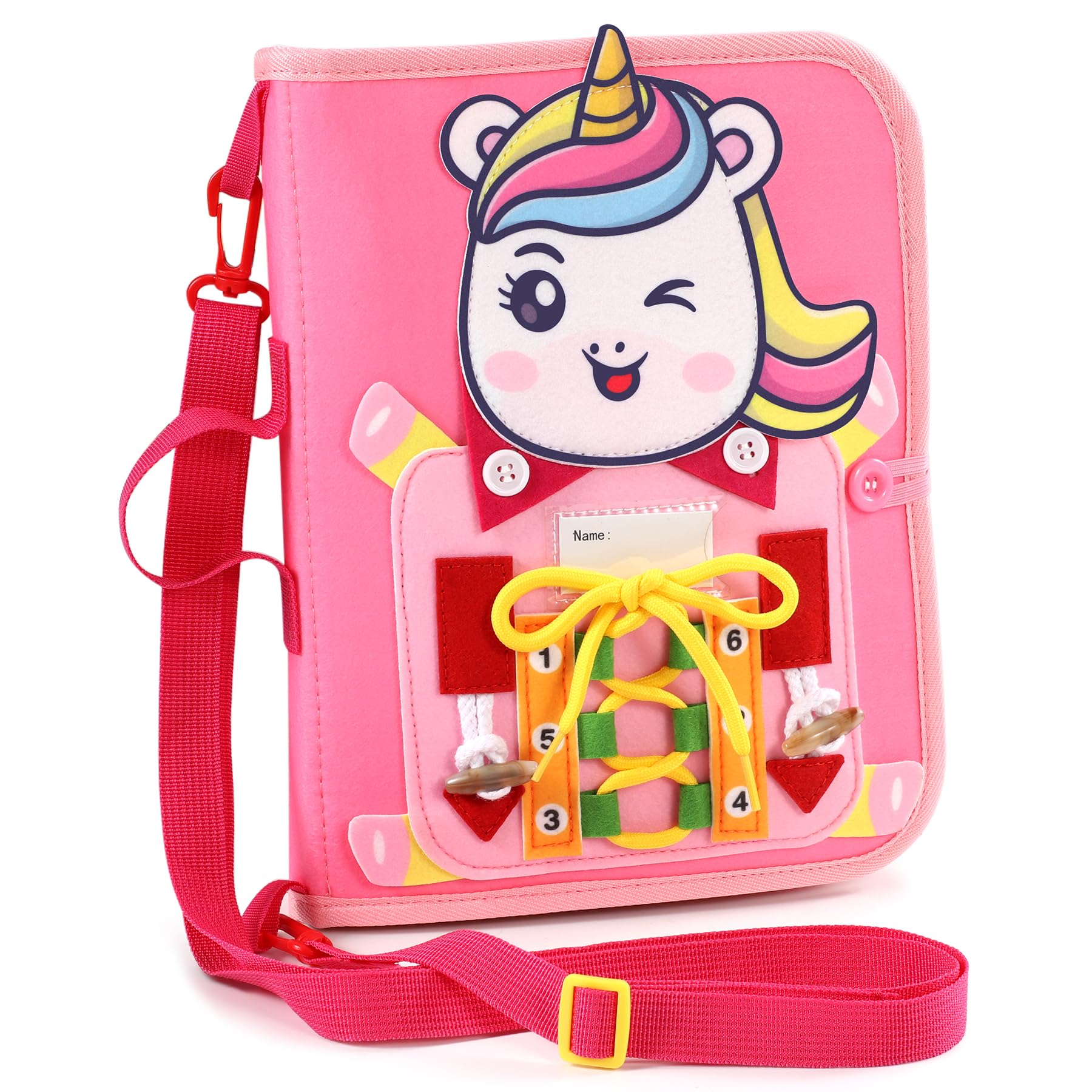 Gontence Busy Board - Giochi Bambini 2 3 Anni - Giochi Montessori 1 Anno - Giochi Educativi 3 4 5 Anni - Regalo Bambina Femmina - Libro Sensoriale Pannello Sensoriale
