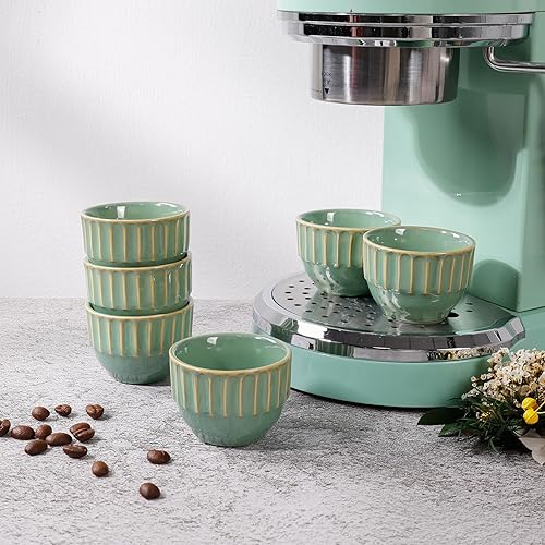 Vista 70 de Juego de tazas de café de cerámica, tazas de café One Shot, tazas de café pequeñas de doble pared Demitasse para expreso, juego de tazas de café