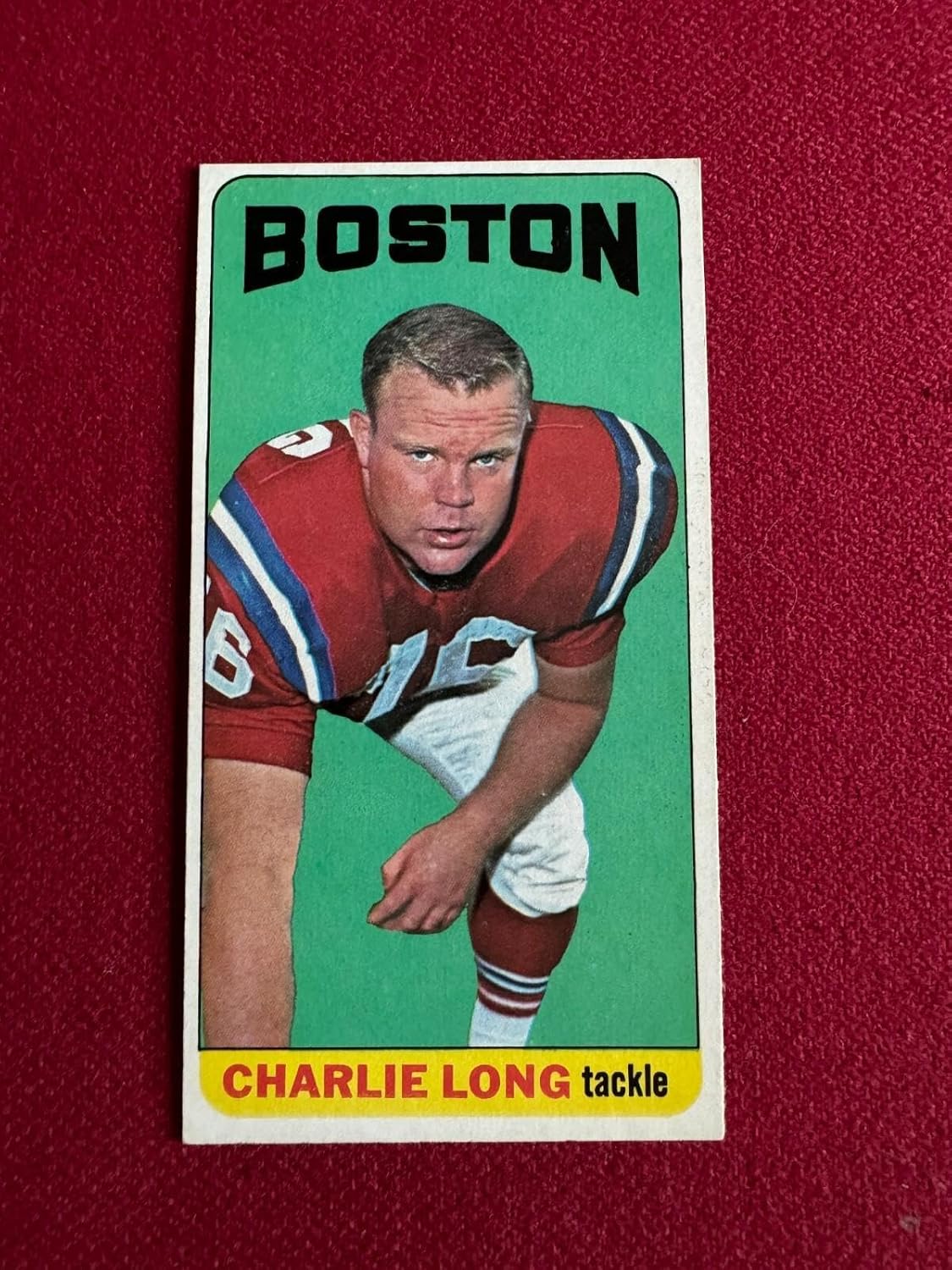 1965, Charlie Long, Topps "Tall Boy" (Card #13) Scarce/Vintage (Patriots) - Unsigned Football Cards